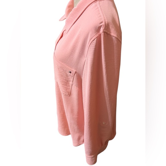 Tommy Hilfiger Size 2X Peach Roll Tab Long Sleeve Casual Blouse - Picture 2 of 5